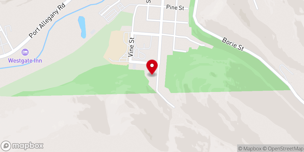 Map showing location of Coudersport Seventh-day Adventist Church