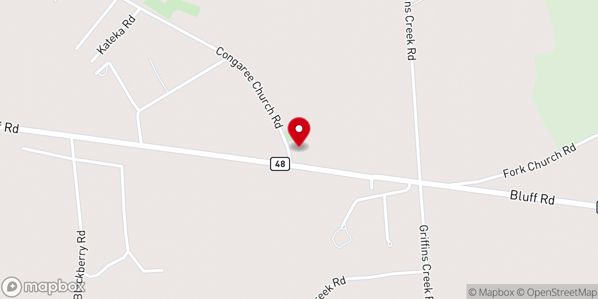 Map showing location of Congaree Baptist