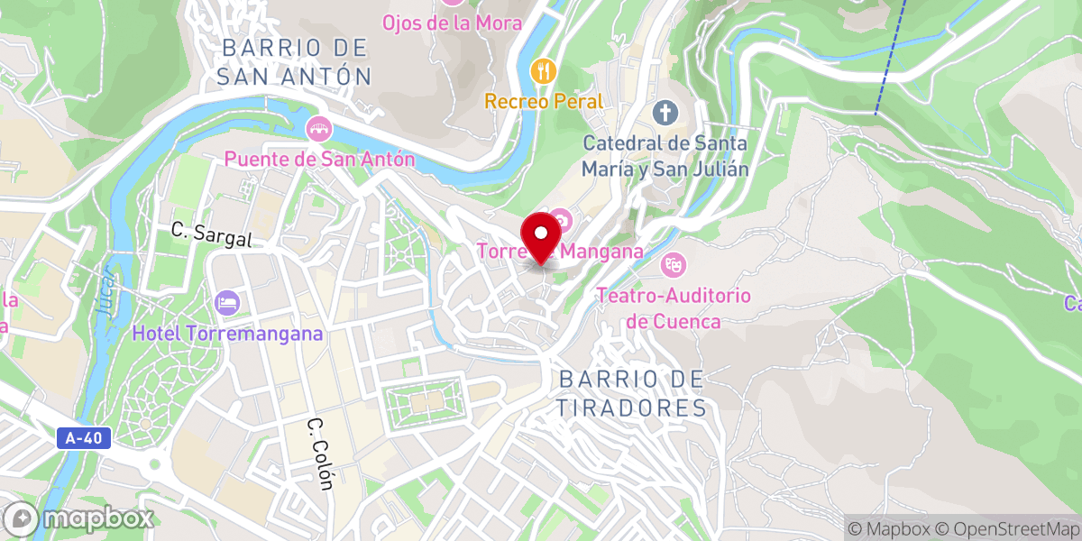 Map showing location of Iglesia de San Felipe Neri