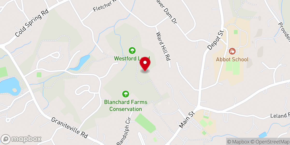 Map showing location of First Parish Church United of Westford