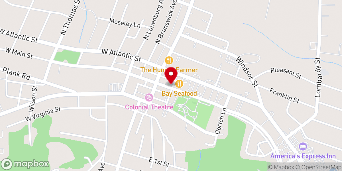 Map showing location of Mecklenburg Community Baptist Church, SBC