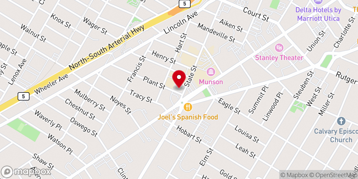 Map showing location of Plymouth Congregational Church