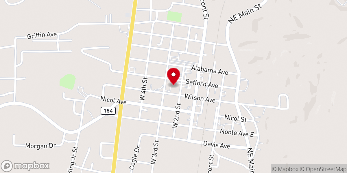 Map showing location of Thomasville Baptist Church