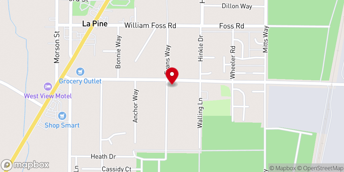 Map showing location of La Pine Community Church