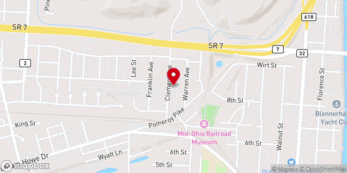 Map showing location of Belpre Heights Church