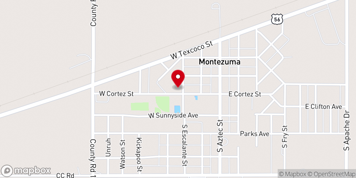 Map showing location of Montezuma United Methodist Church
