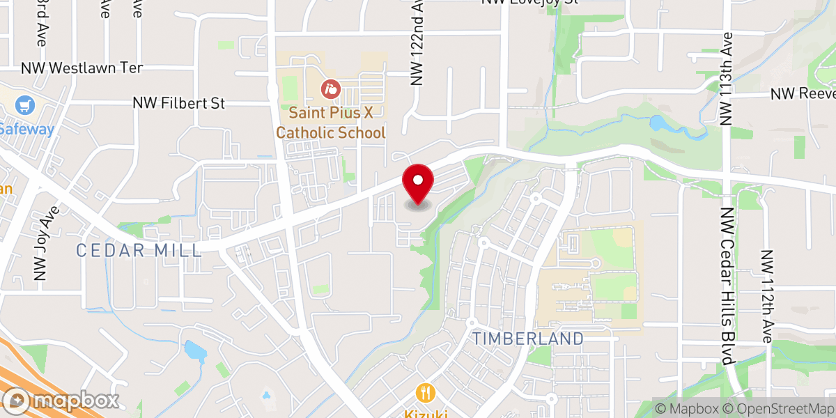 Map showing location of Cedar Mill Bible Church