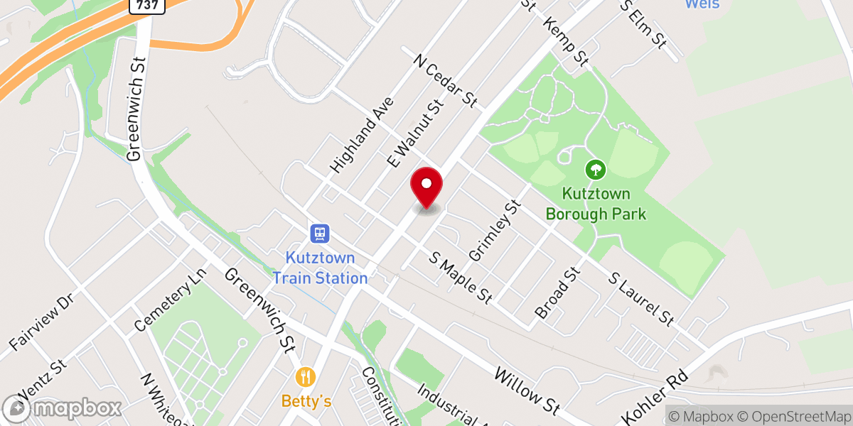 Map showing location of The St. Barnabas Center of Kutztown