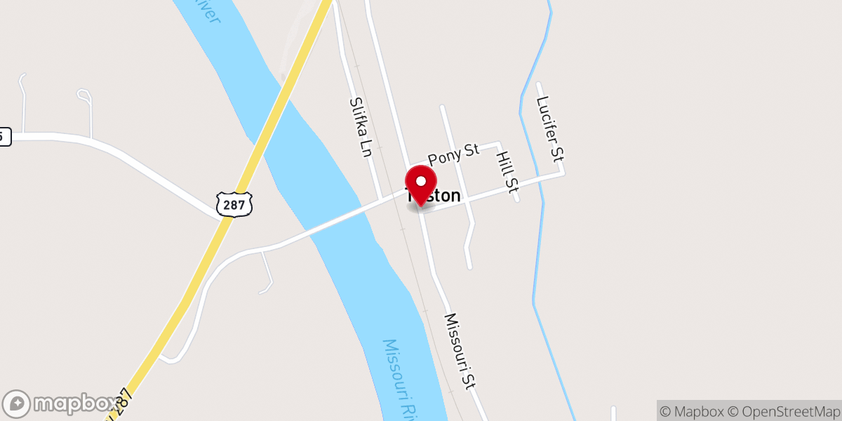 Map showing location of Toston