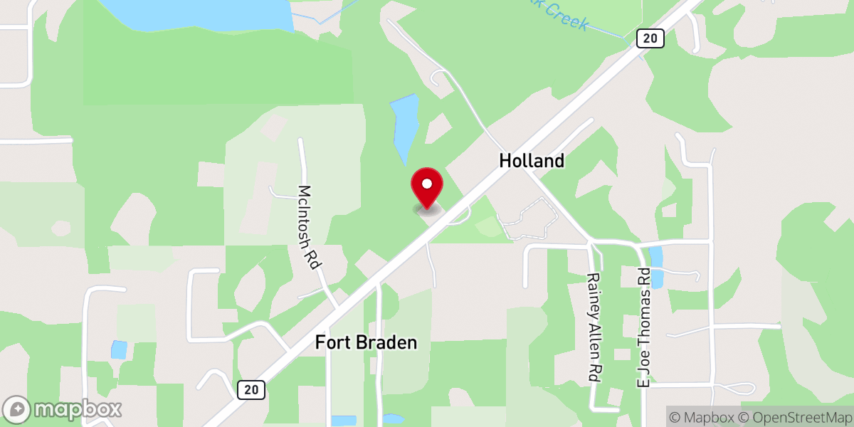 Map showing location of Fort Braden Church