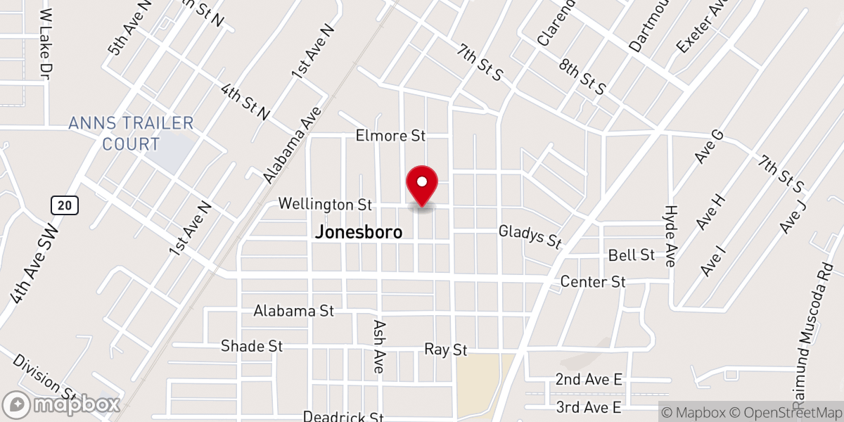 Map showing location of New Light Missionary Baptist Church