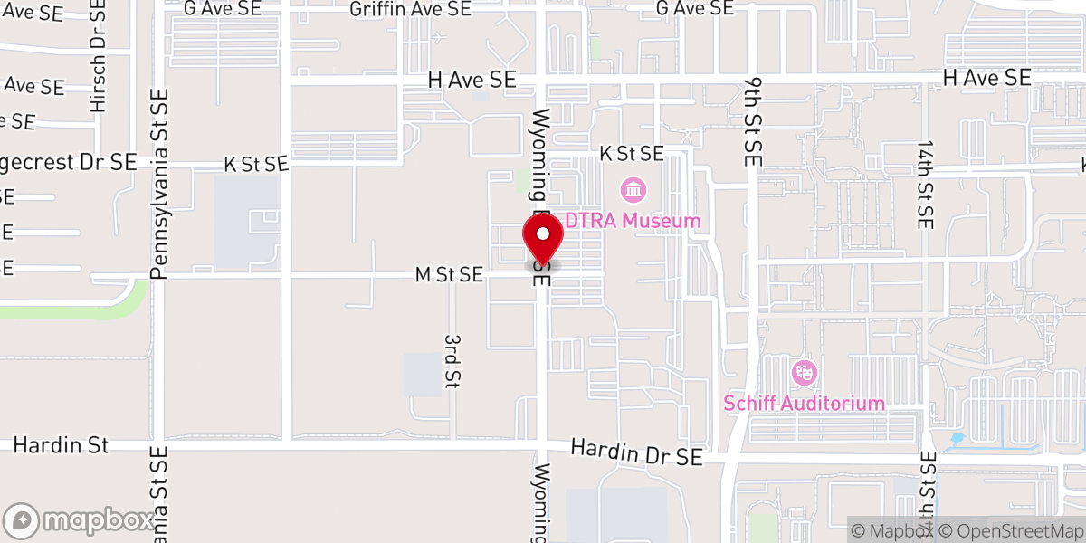 Map showing location of Kirtland Air Force Base