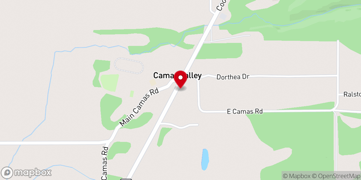 Map showing location of Camas Valley Christian Fellowship