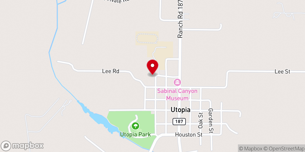 Map showing location of Utopia Methodist Church