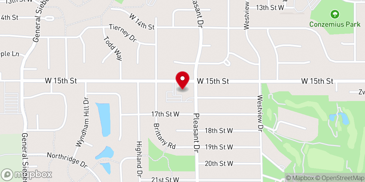 Map showing location of St. Philip's Lutheran Church