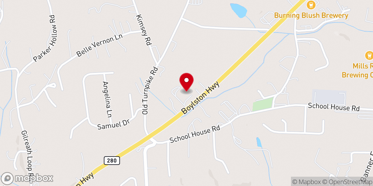 Map showing location of Calvary Chapel Asheville