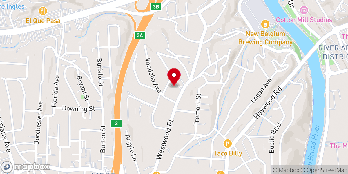 Map showing location of Oasis Church of Asheville