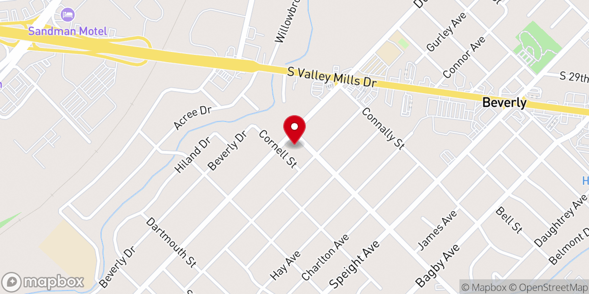Map showing location of Waco Korean Service Memorial United Methodist Church