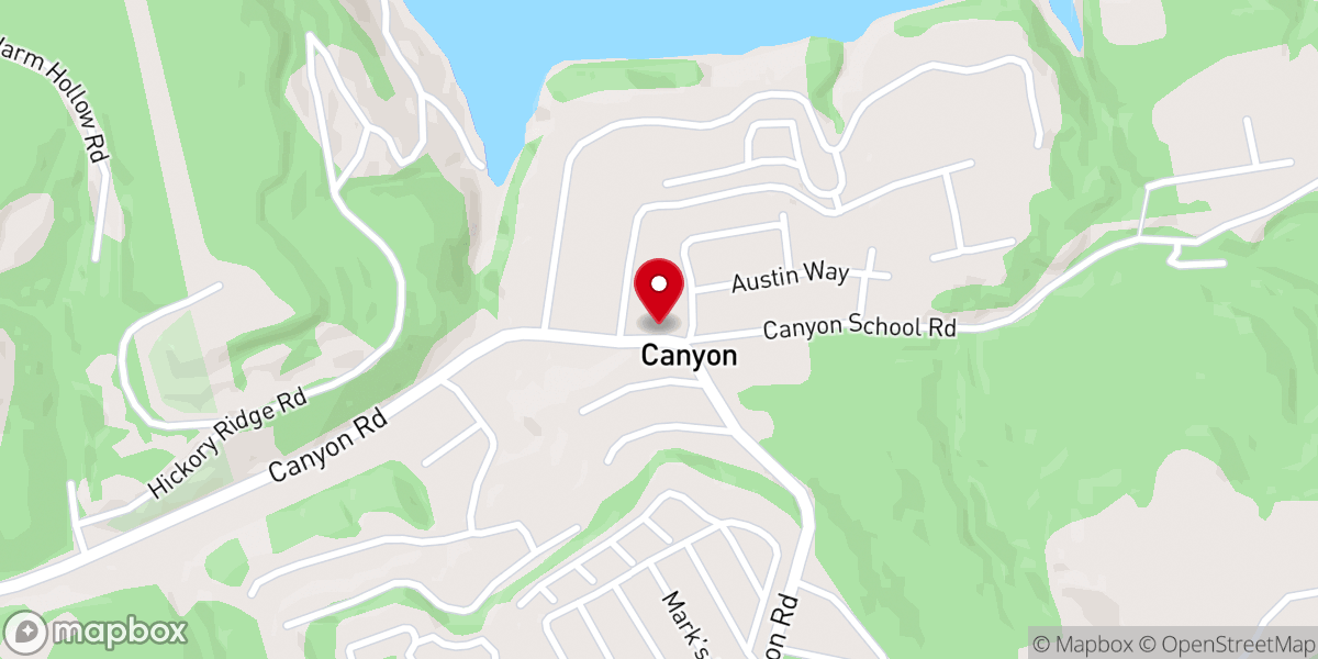 Map showing location of Canyon Presbyterian Church