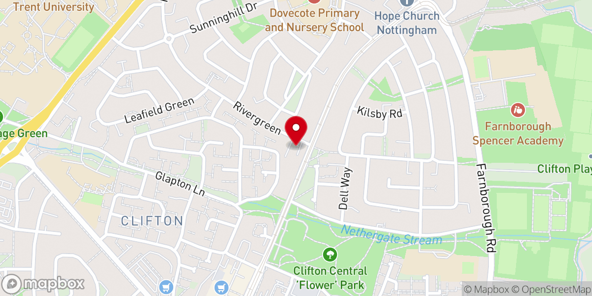 Map showing location of Nottingham and Derby Methodist District