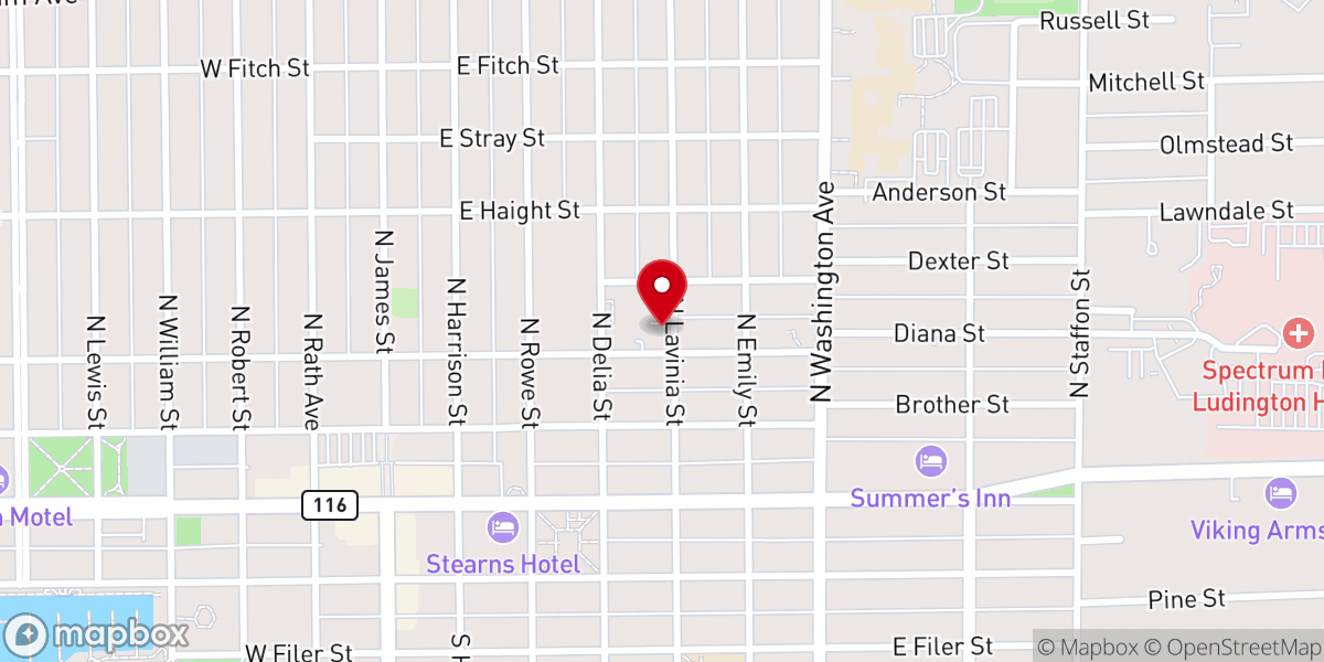 Map showing location of Ludington Seventh-day Adventist Church