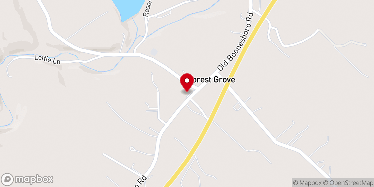 Map showing location of Forest Grove Christian Church