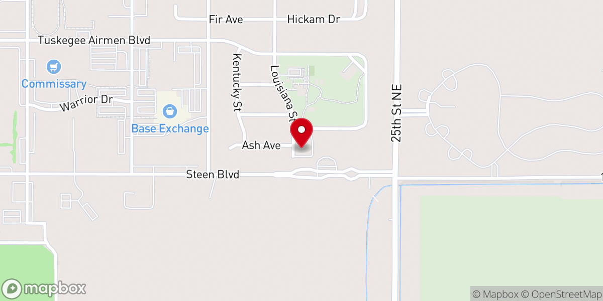 Map showing location of Grand Forks AFB Housing Community Center