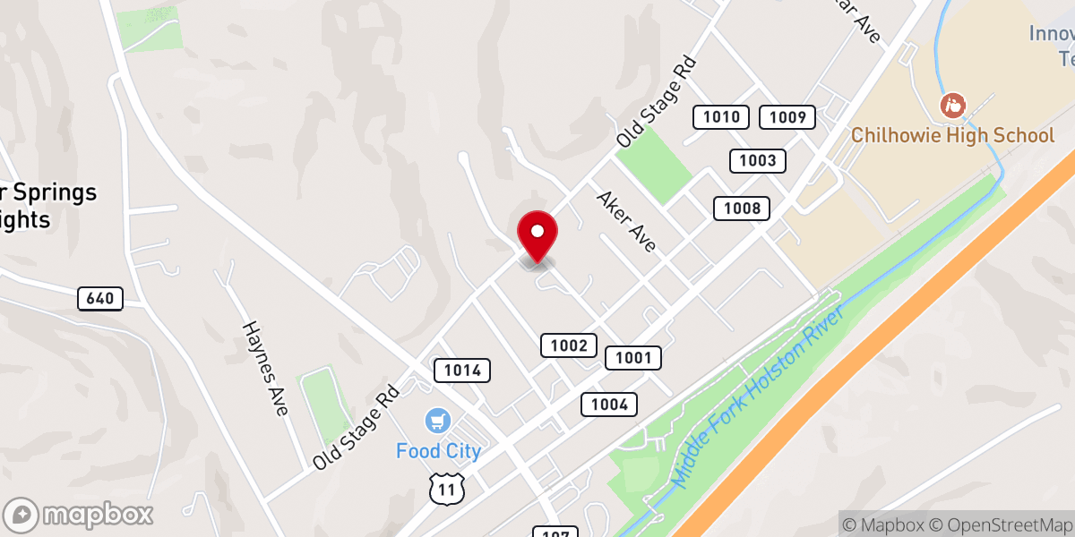 Map showing location of Crutchfield Monument Company