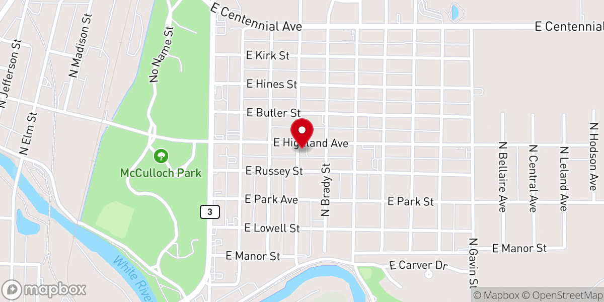 Map showing location of Shaffer Chapel AME Church