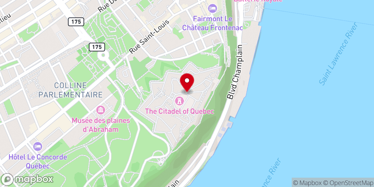 Map showing location of The Citadelle of Québec