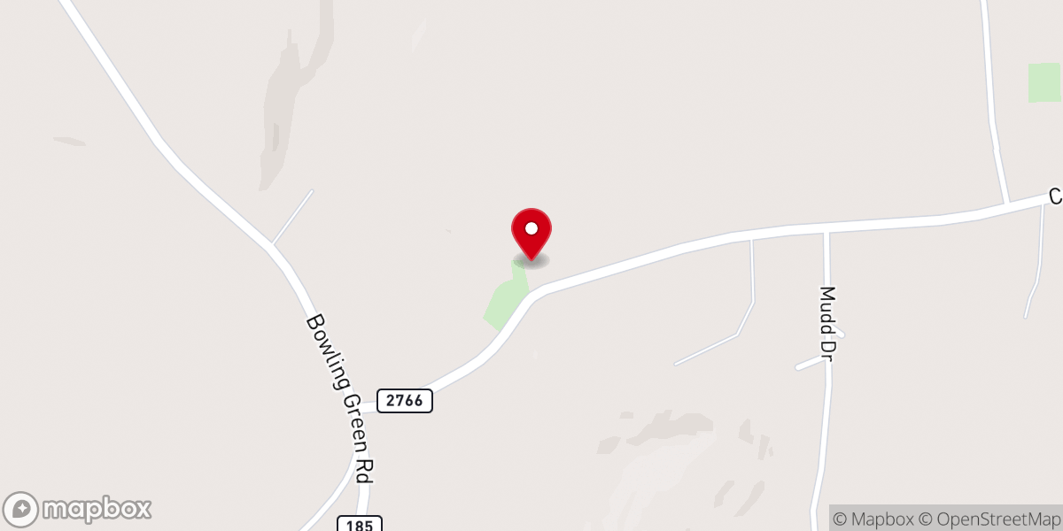 Map showing location of Caney Creek Church