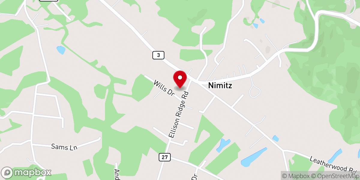 Map showing location of Nimitz Baptist Church