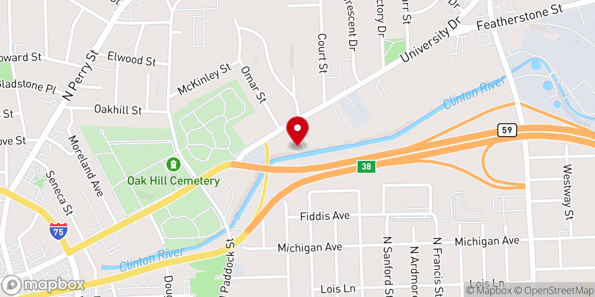Map showing location of Hopewell Baptist Church of Pontiac Michigan