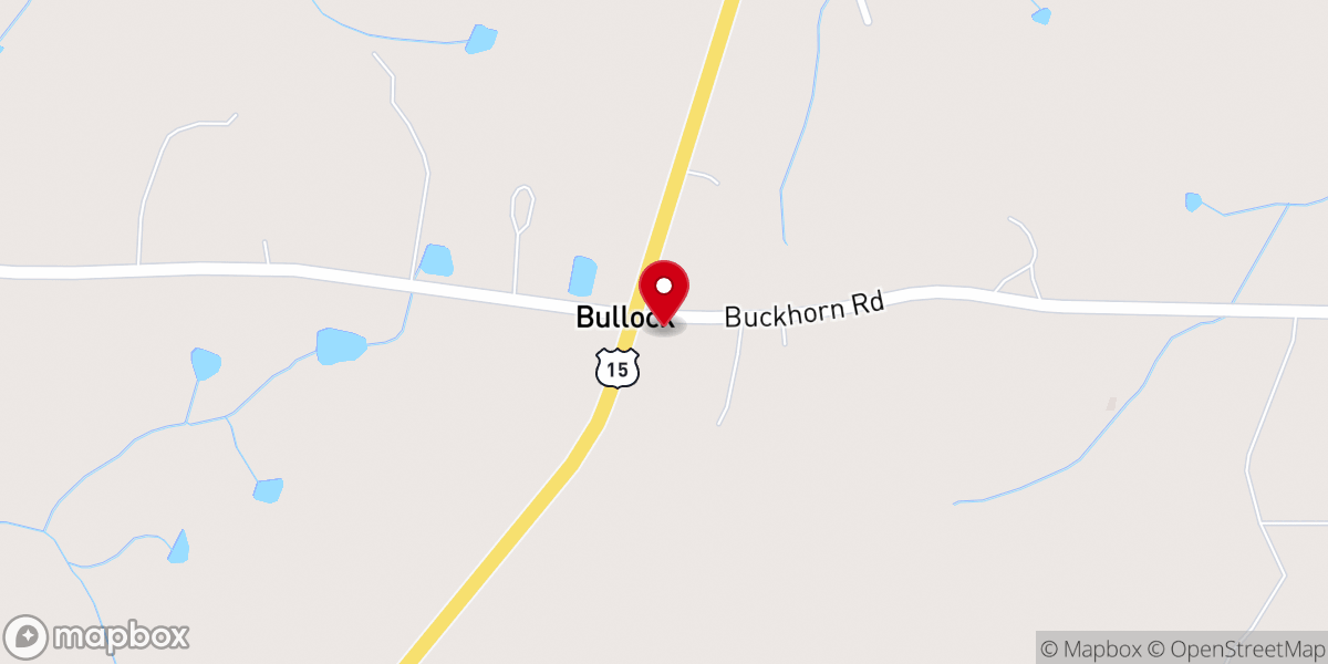 Map showing location of Bullock Baptist Church