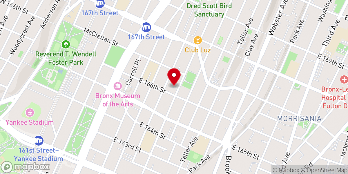 Map showing location of Bronx Franco-Haitian Fr. Seventh-Day Adventist Church