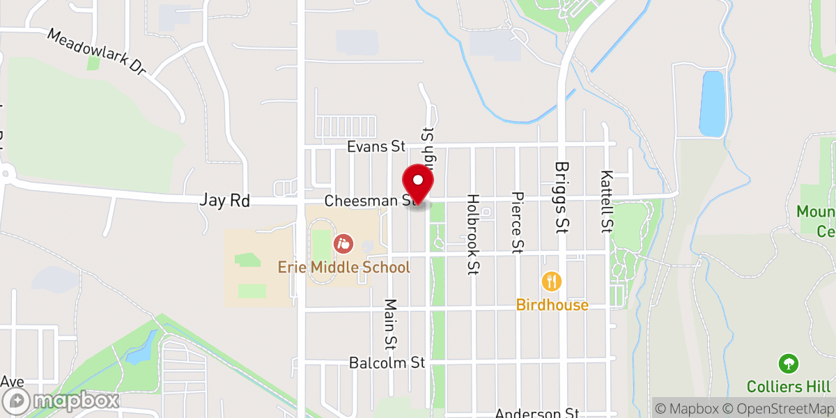 Map showing location of New Hope Fellowship Erie Baptist Church