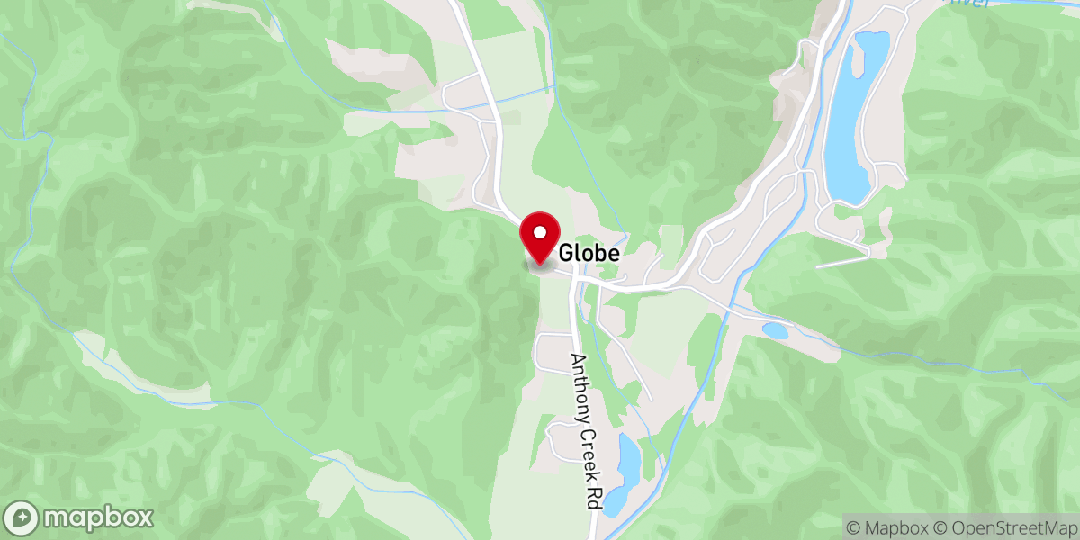 Map showing location of Globe Baptist church