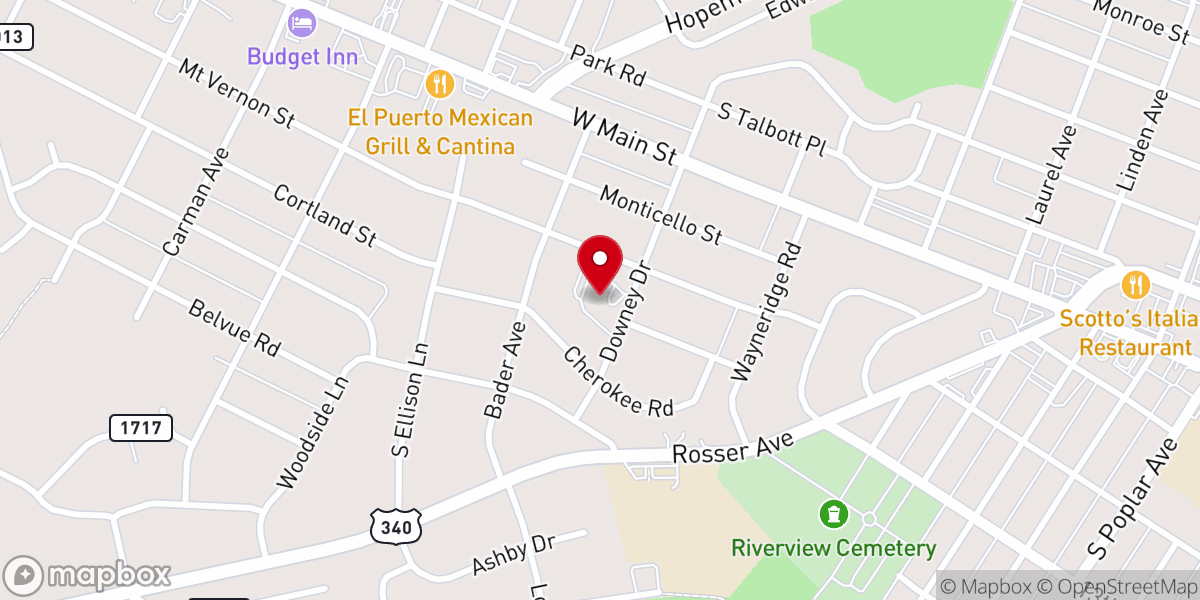 Map showing location of Westminster Presbyterian Church