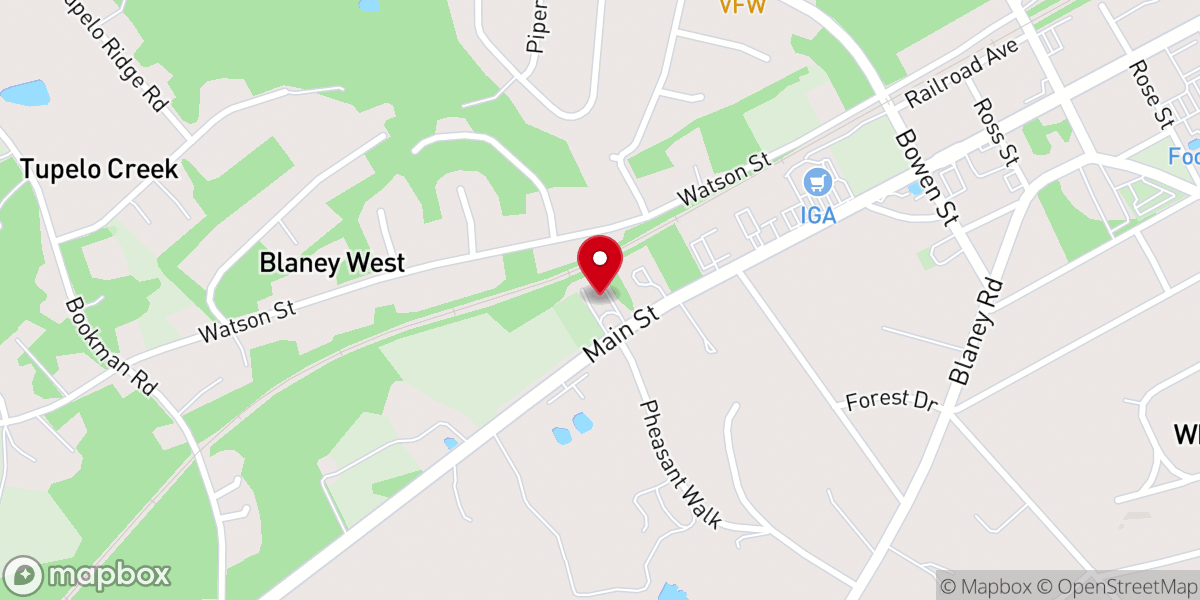 Map showing location of Hillcrest Baptist Church