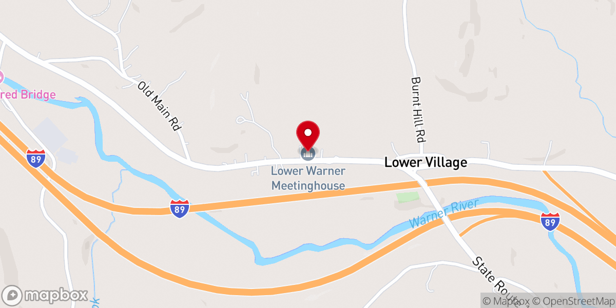 Map showing location of Lower Warner Meeting House