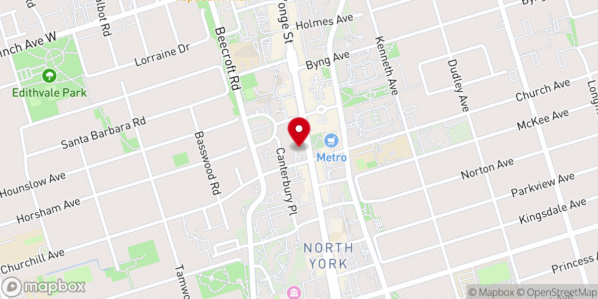 Map showing location of St. George on Yonge Anglican Church