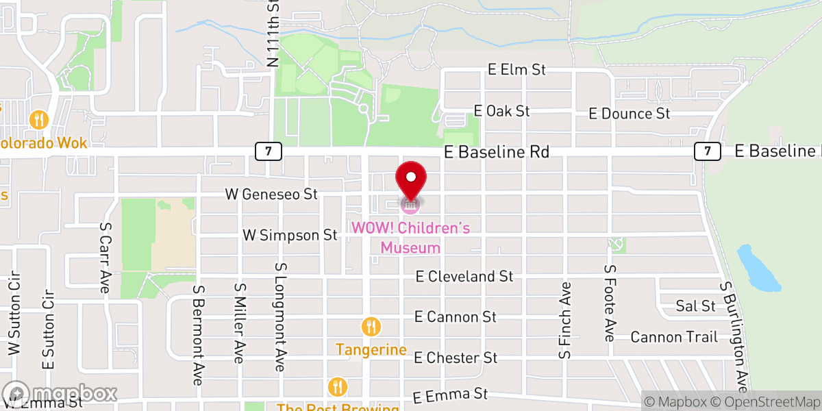 Map showing location of WOW! Children's Museum