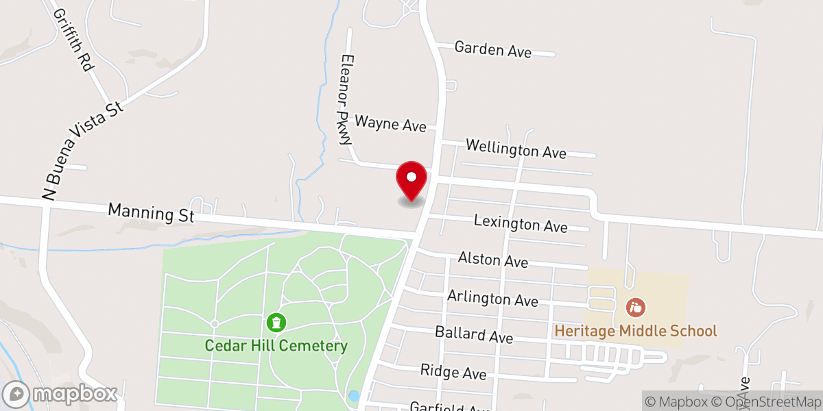 Map showing location of Cedar Hill Baptist Church