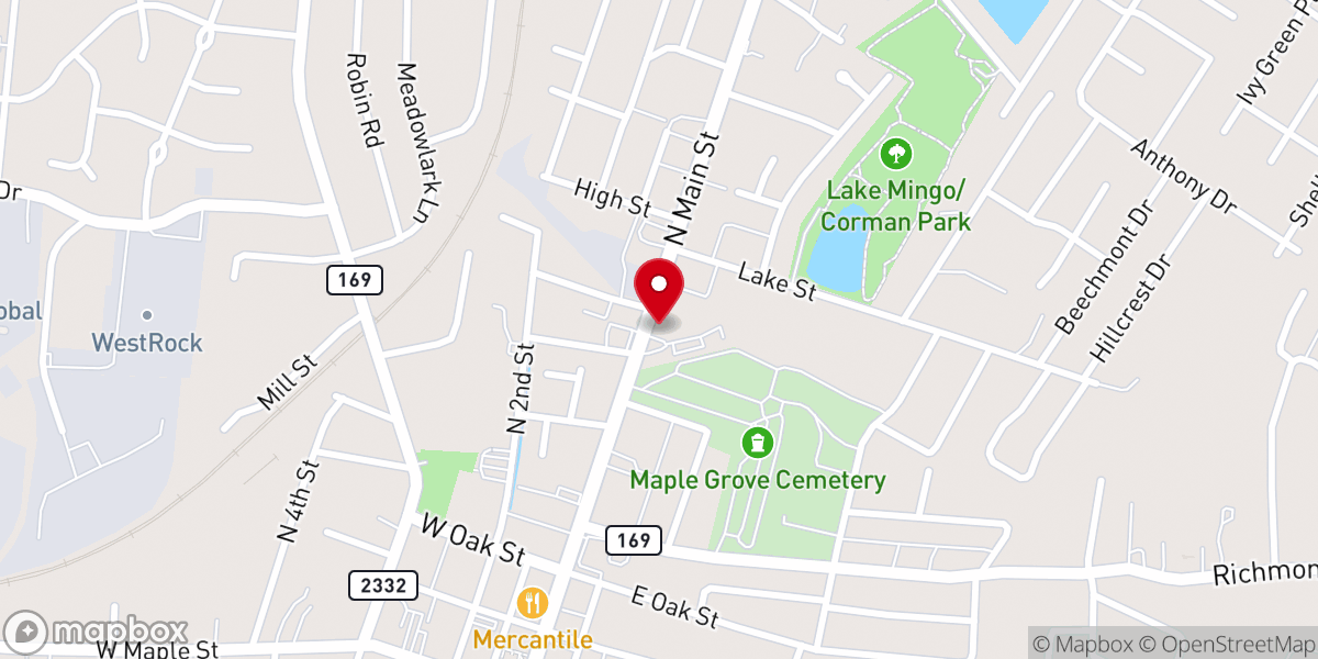 Map showing location of Nicholasville Christian Church