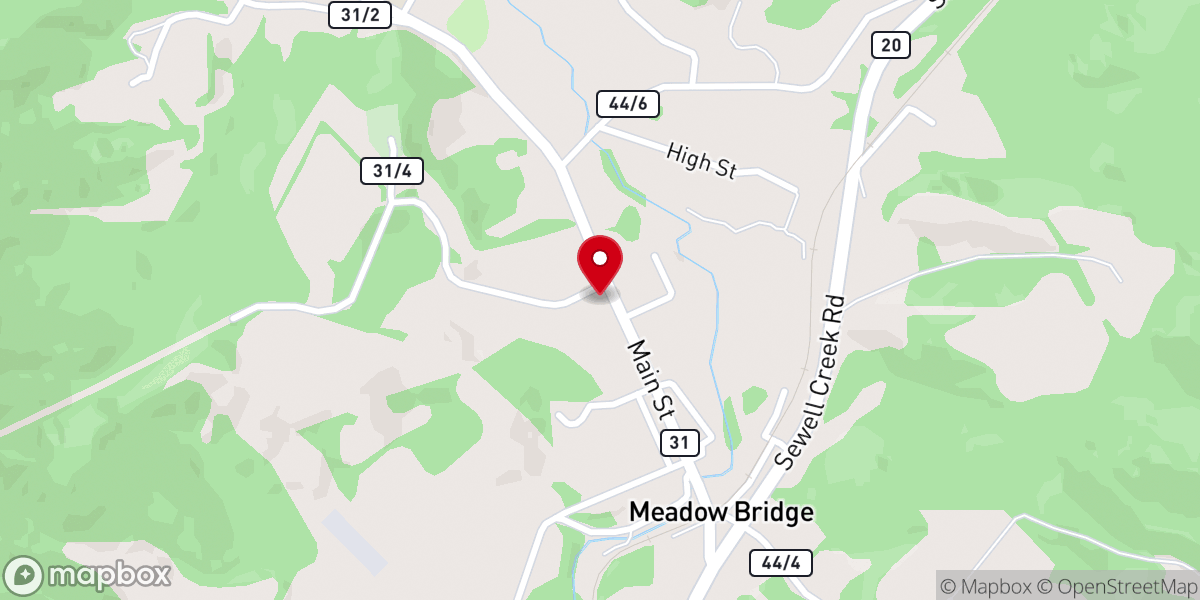 Map showing location of Meadow Bridge United Methodist Church