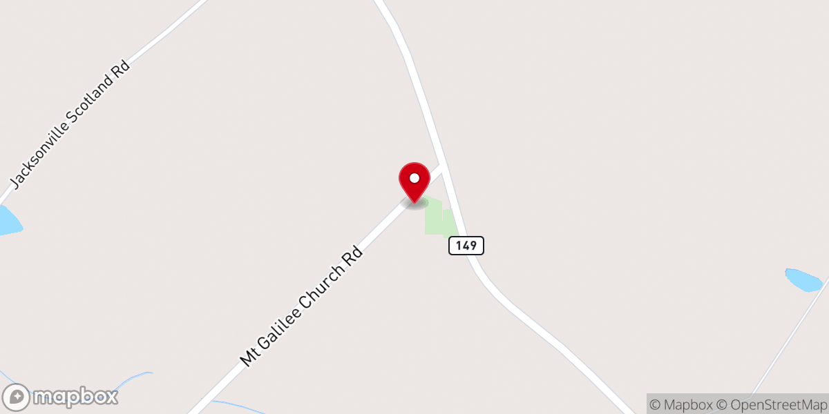 Map showing location of Mount Galilee Baptist Church