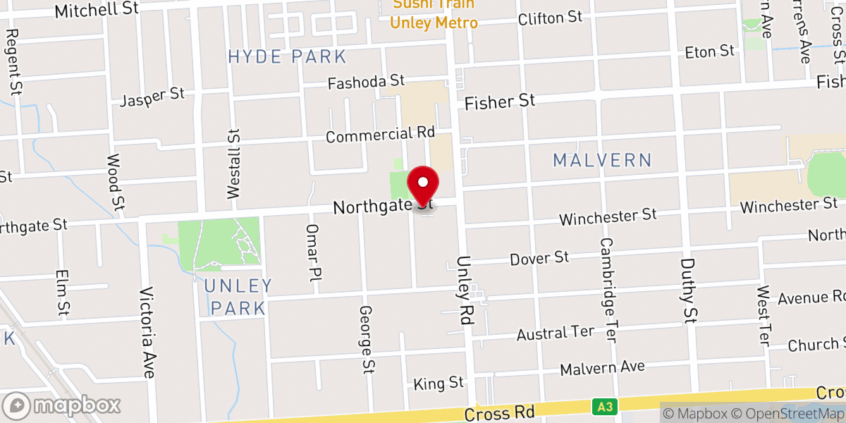 Map showing location of Unley Park Baptist