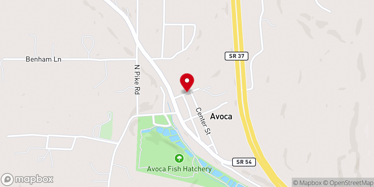 Map showing location of Avoca Baptist Church
