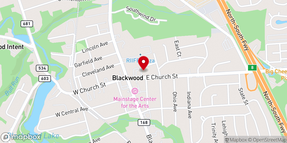 Map showing location of Blackwood United Methodist Church