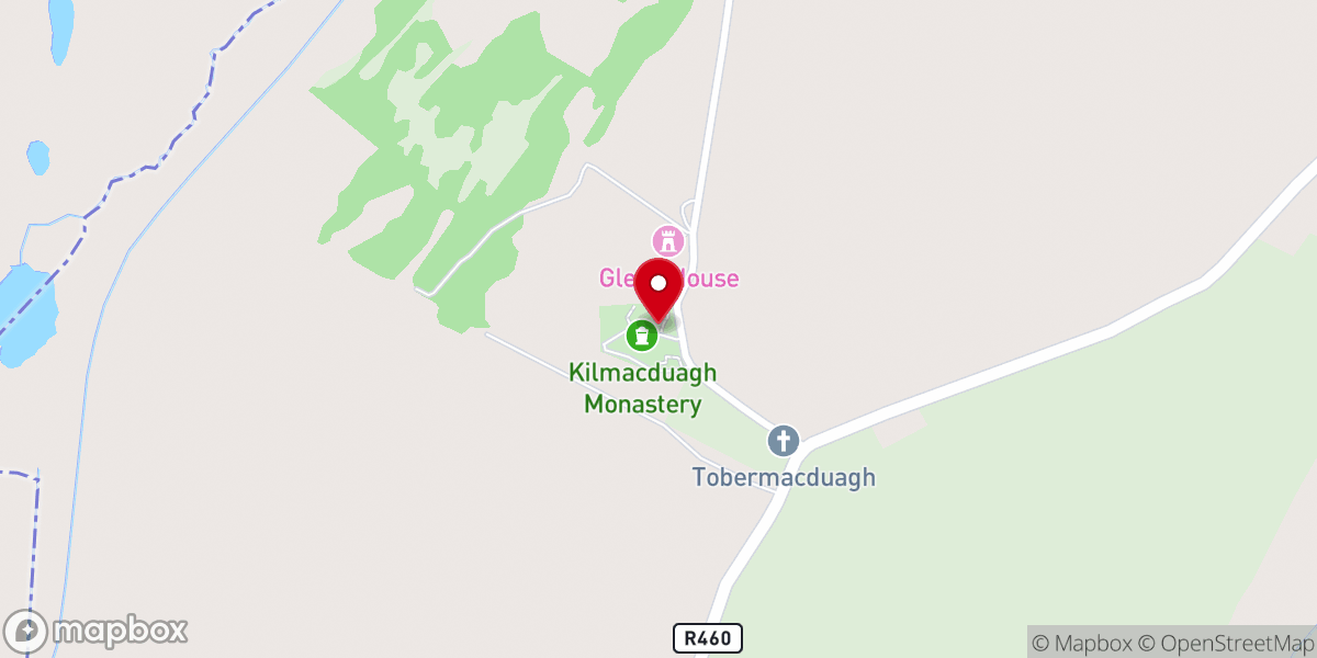 Map showing location of Kilmacduagh Abbey Church